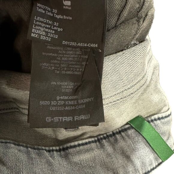 G-Star 5620 3D ZIP KNEE SKINNY Jeans in Sun Faded Glacier Grey - Picture 9 of 9